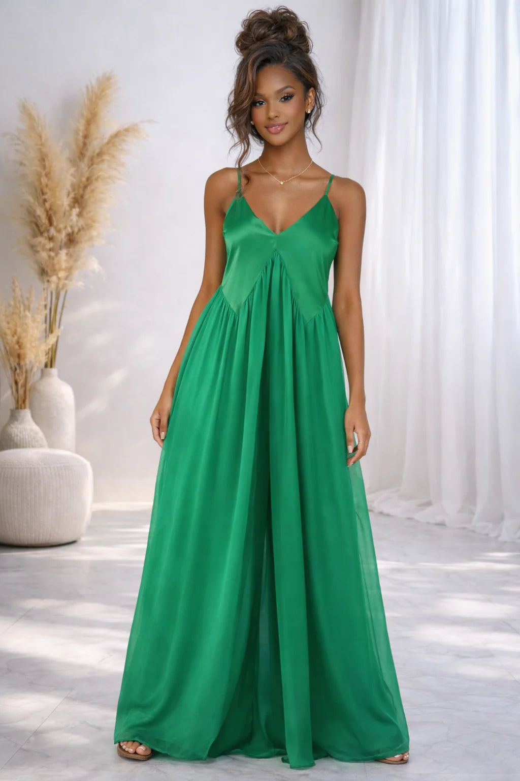 Satin Chiffon Jumpsuit